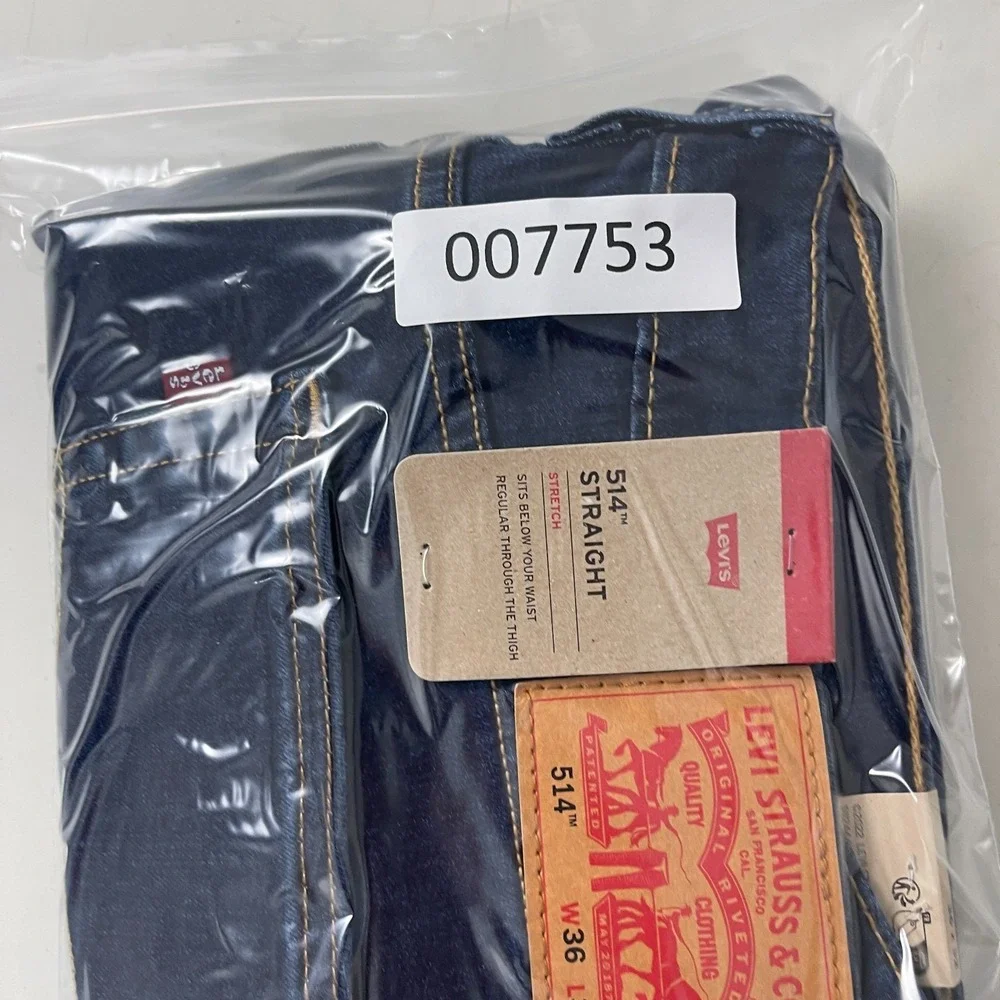 Levis 514 Jeans Mens 36x32 Blue Straight Dark Wash Denim Grunge Cowboy Work Rock